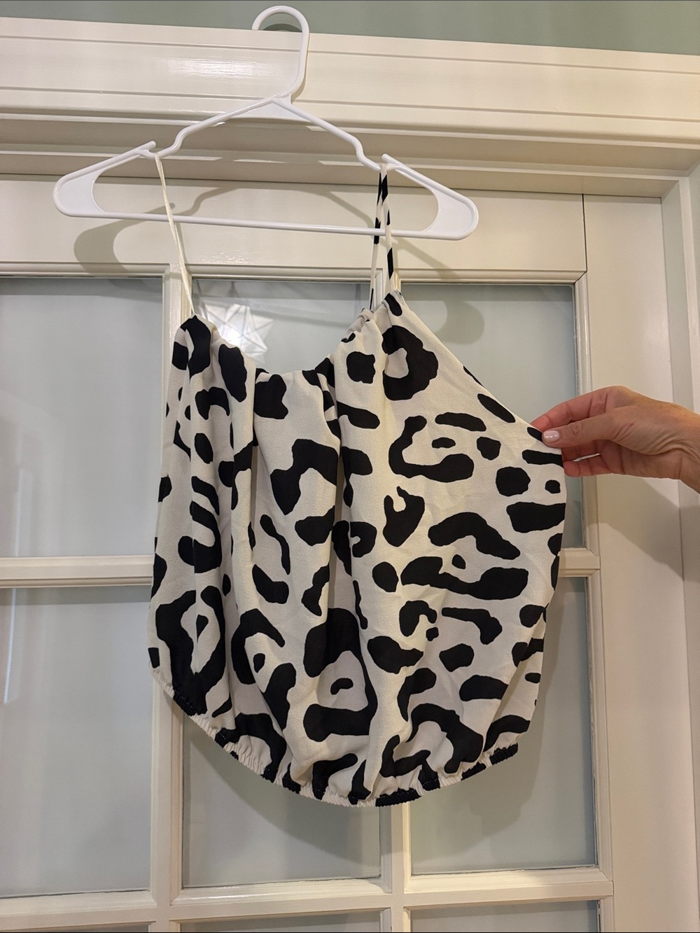 ZARA Black & White Leopard Print Spaghetti Strap Top
